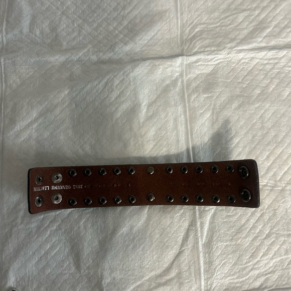 Leather Cross Cuff Bracelet Black Unbranded Snap Closure - Picture 6 of 7